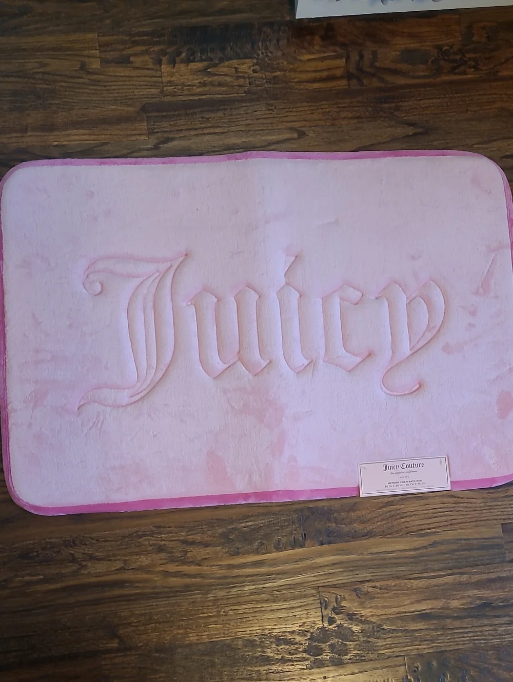 Juicy Couture White Shower Curtain with Pink Bow & Script Pattern